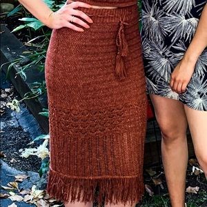 Abercrombie & Fitch Crochet Skirt - Color Burnt Orange - Size Medium